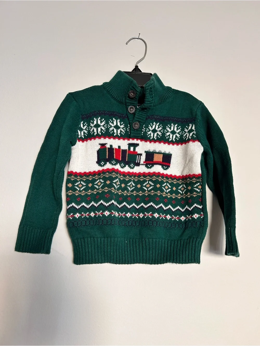 The Children's Place Dark Green Train Turtleneck Sweater Sz 18-24 months
